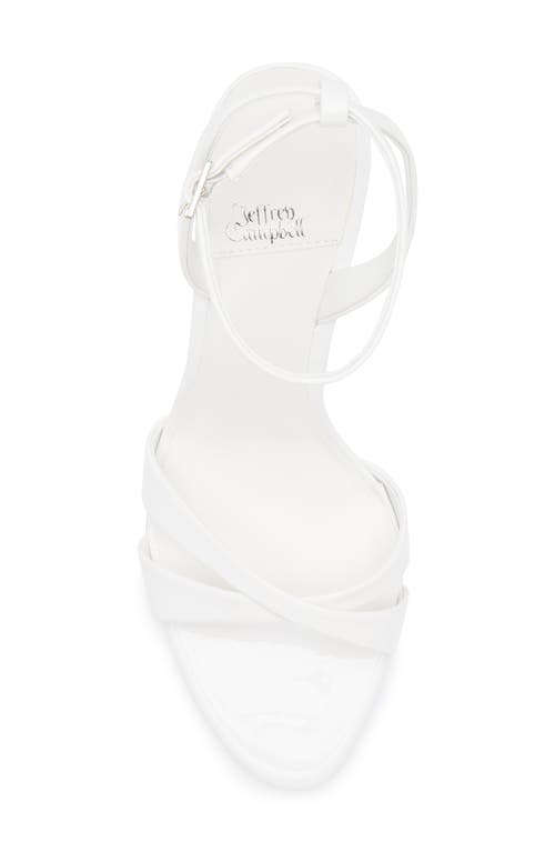 Jeffrey Campbell Trella Ankle Strap Wedge Sandal In White Patent