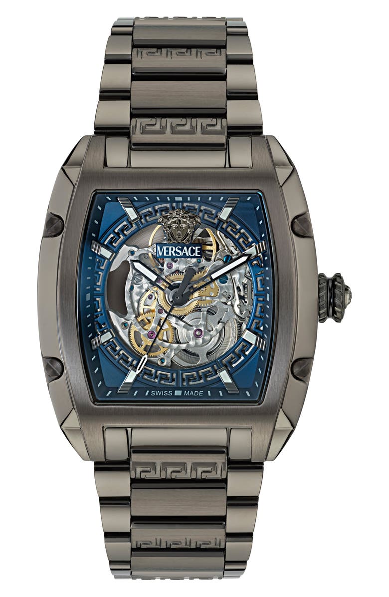 Versace Dominus Bracelet Watch, 42mm, Main, color, Ip Gunmetal