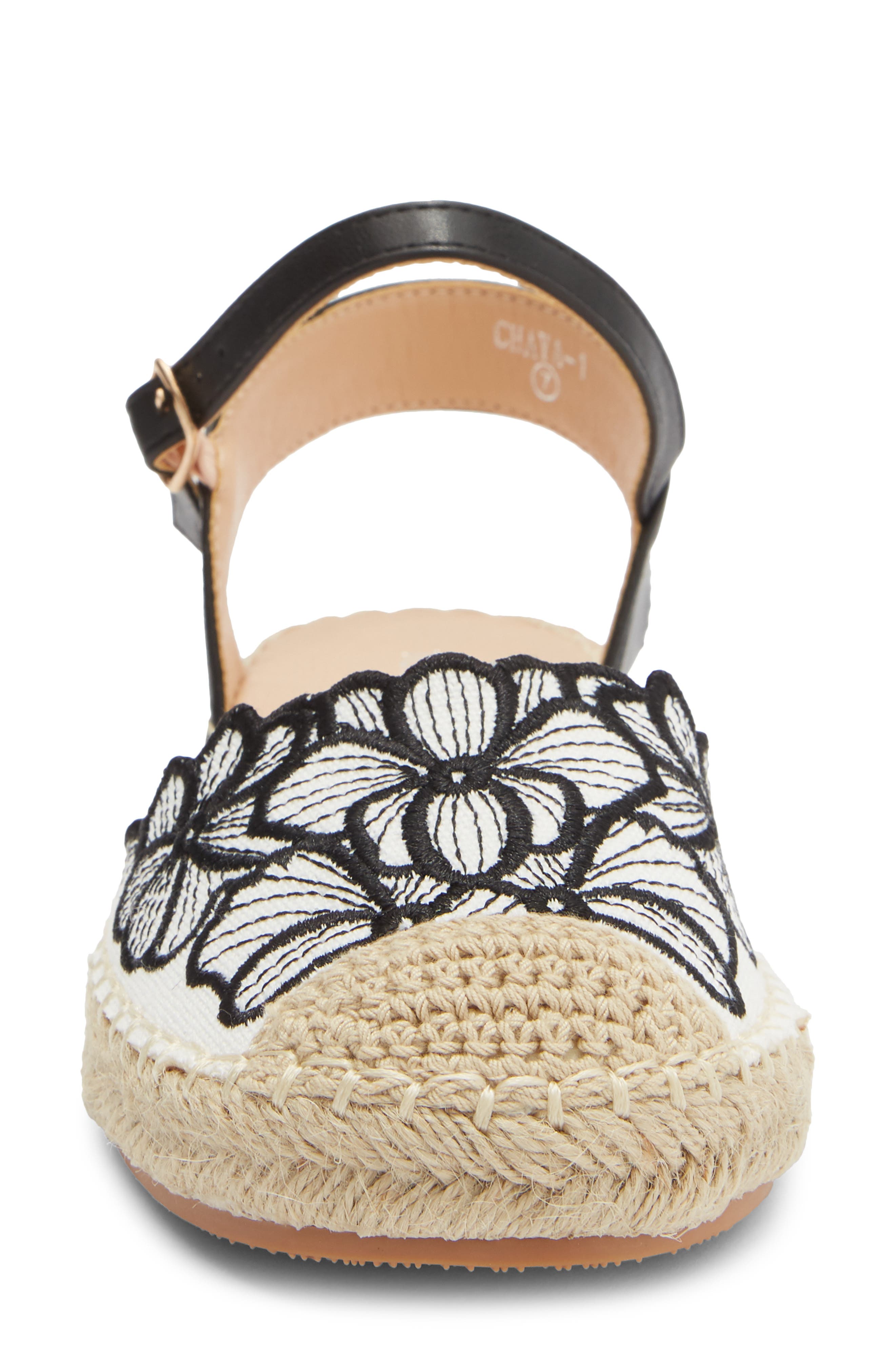 TOP MODA Chaya Floral Embroidered Flat, Alternate, color, Black Pu