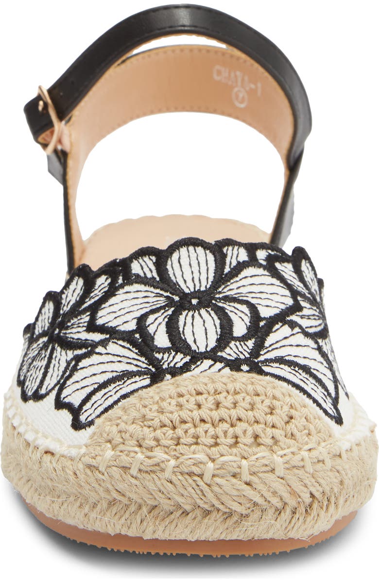TOP MODA Chaya Floral Embroidered Flat, Alternate, color, Black Pu