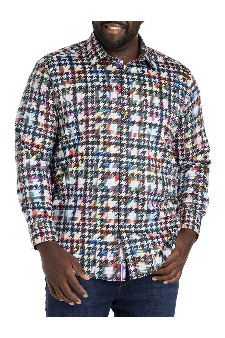 Big & Tall Algiers Houndstooth Sport Shirt, Alternate, color, MULTI