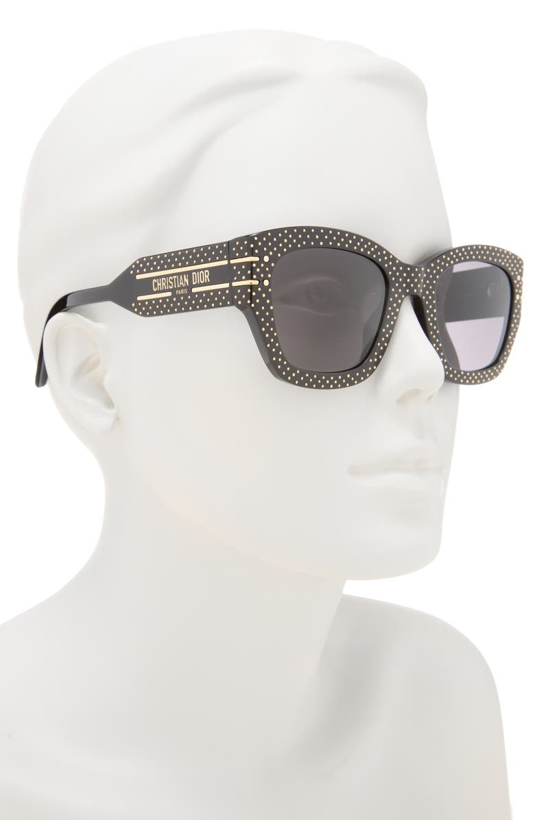 DIOR Signature S16I 52mm Square Sunglasses, Alternate, color, Black/ Other / Smoke
