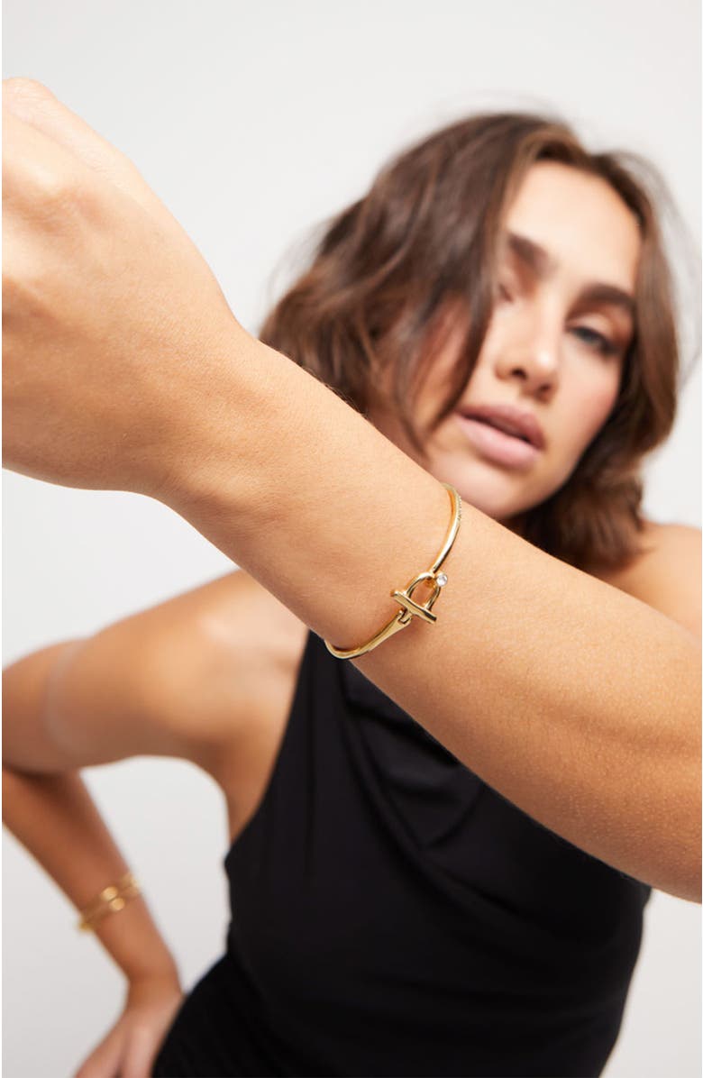 UNODE50 White Topaz Bangle Bracelet, Alternate, color, Gold