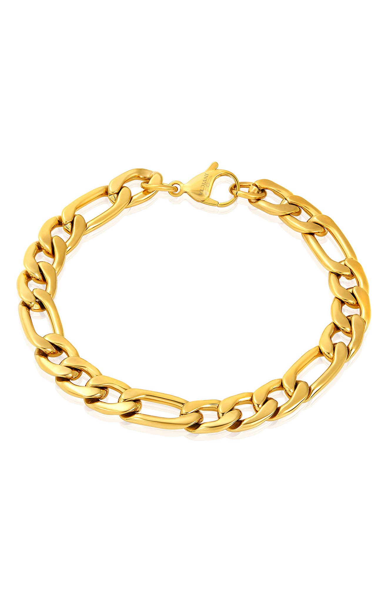 INVICTA Mens' Stainless Steel Figaro Chain Bracelet