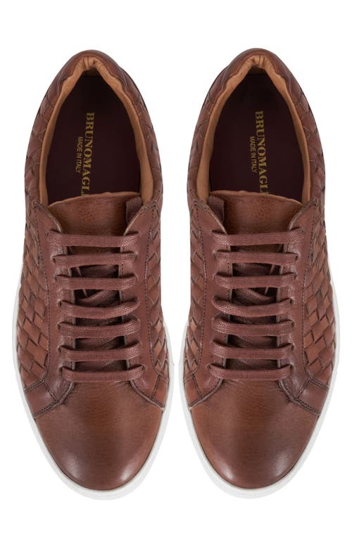 Bruno Magli Beto Woven Leather Sneaker In Brown