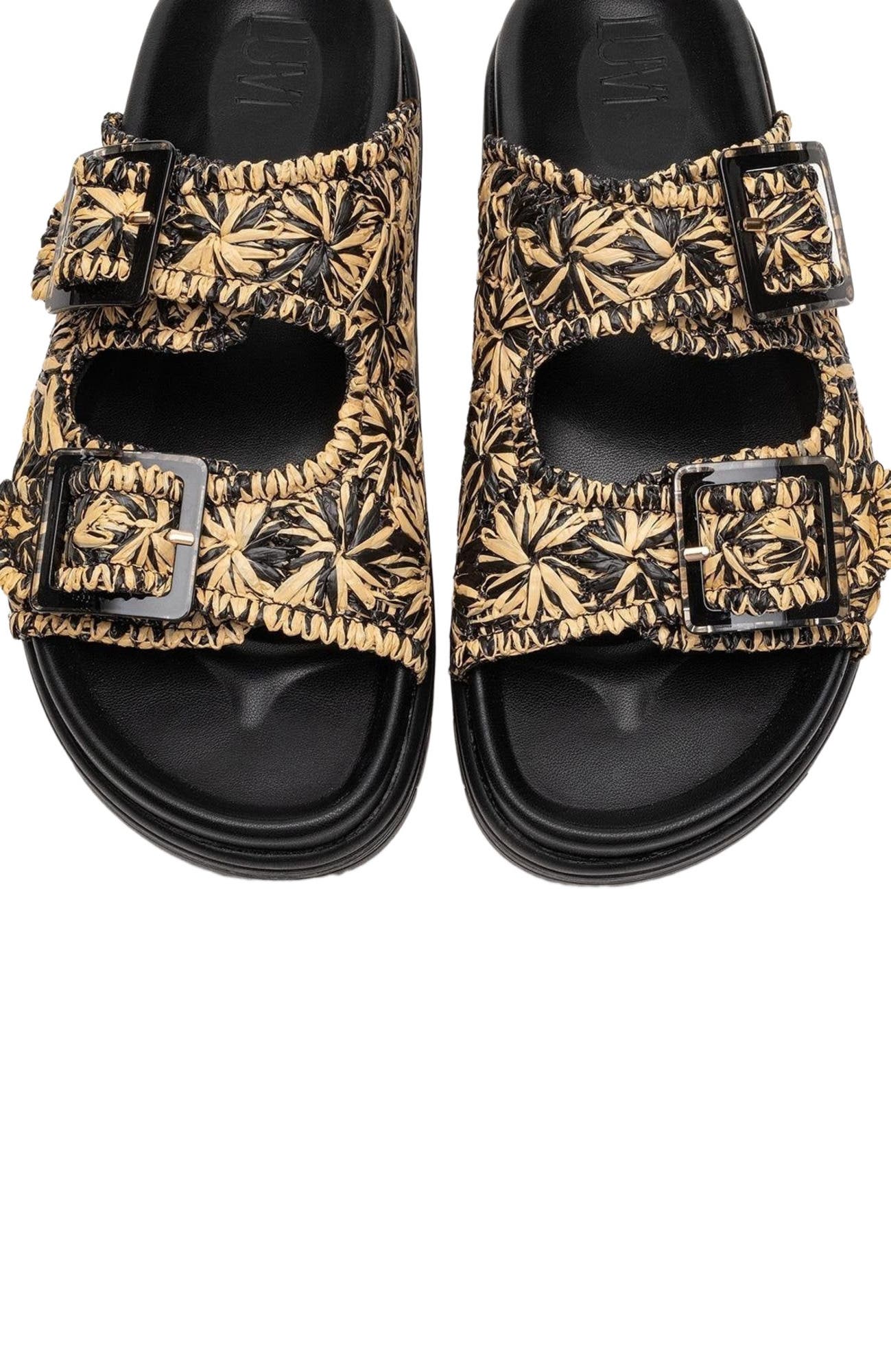 Forever & Always Shoes Milana Leather Double-Strap Sandal, Alternate, color, Black Leather