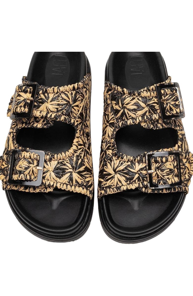 Forever & Always Shoes Milana Leather Double-Strap Sandal, Alternate, color, Black Leather