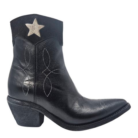 Cowboy Pointy Toe Star Ankle Boots