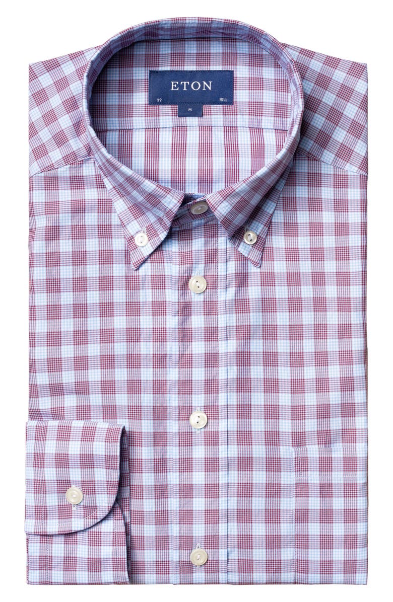 Eton Contemporary Fit Plaid Stretch Cotton Button Down Dress Shirt, Alternate, color,