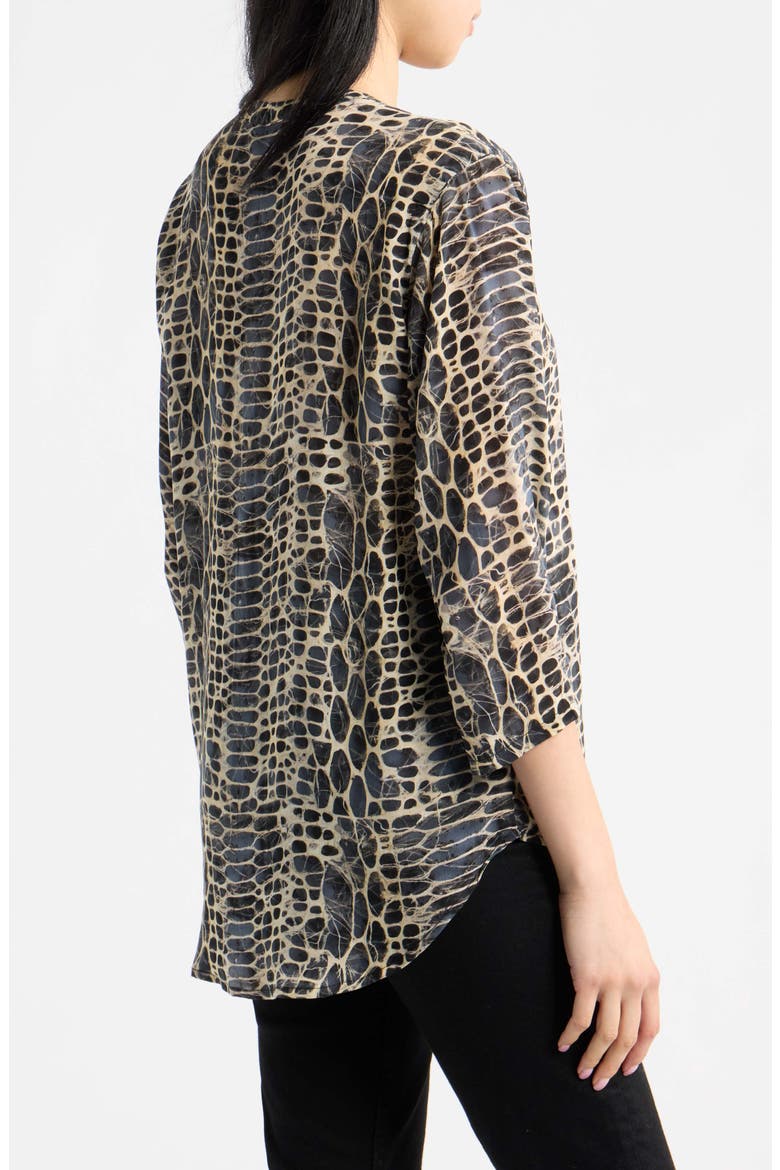 Mandarin Collar Button-Up Shirt, Alternate, color, SLATE/ALABASTER