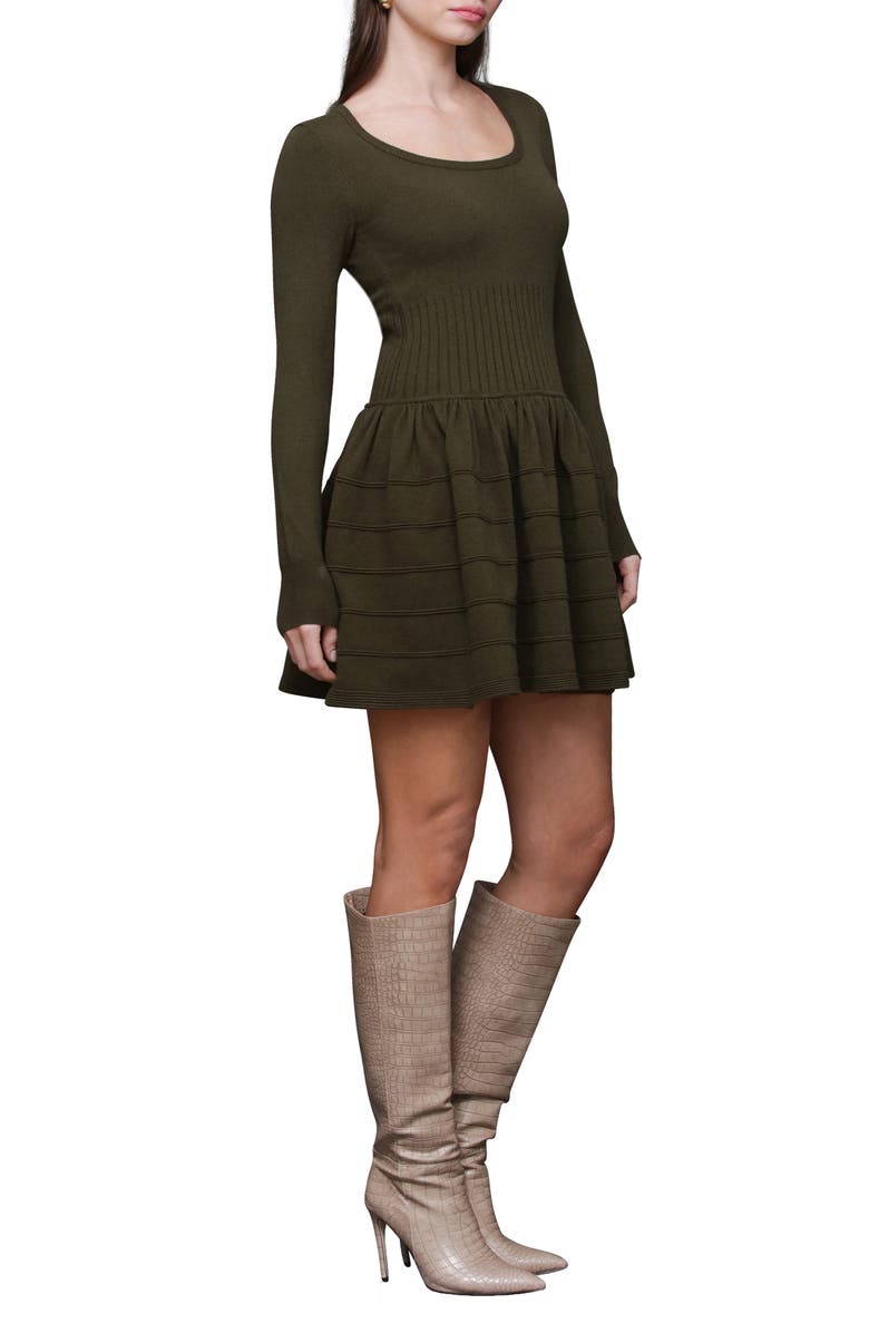 Avec Les Filles Long Sleeve Mini Sweater Dress, Alternate, color, Olive