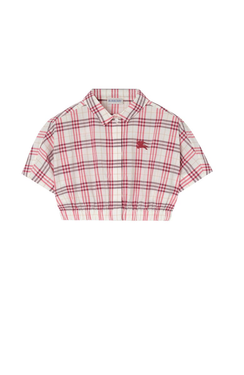 Burberry Check Cotton Shirt, Main, color, Aubergine Purple