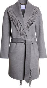 ST. JOHN Fringe Double Face Wool & Cashmere Coat