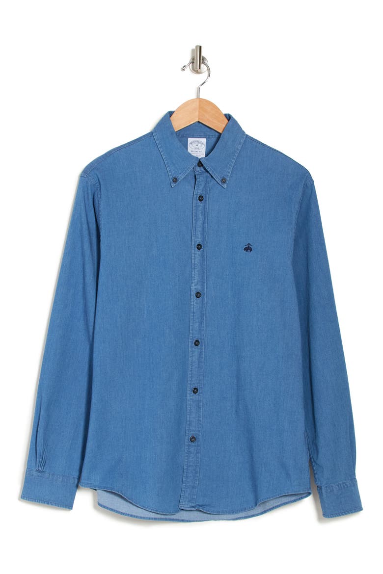 Regent Fit Denim Shirt, Alternate, color, LIGHT/ PASTEL BLUE