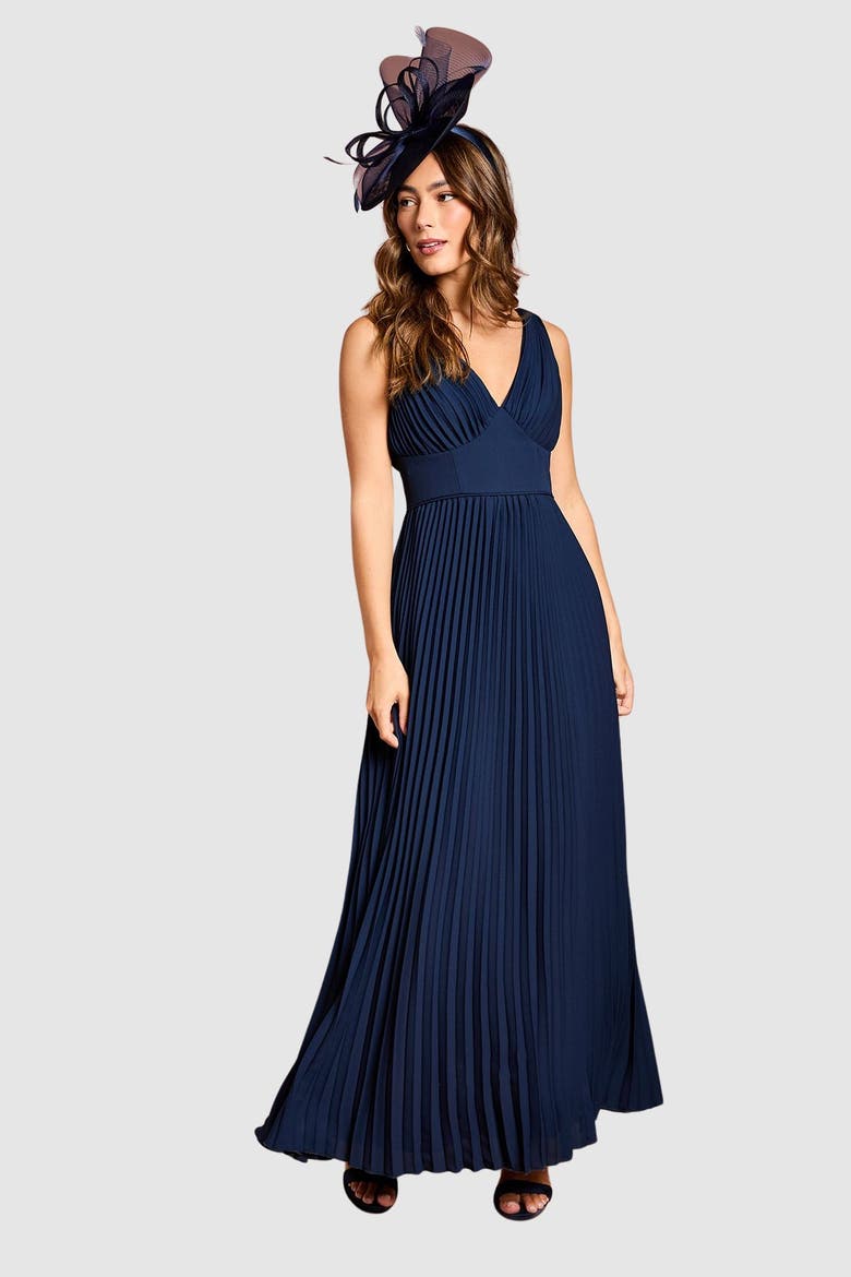 Plunge Neck Maxi Dress, Main, color, Navy