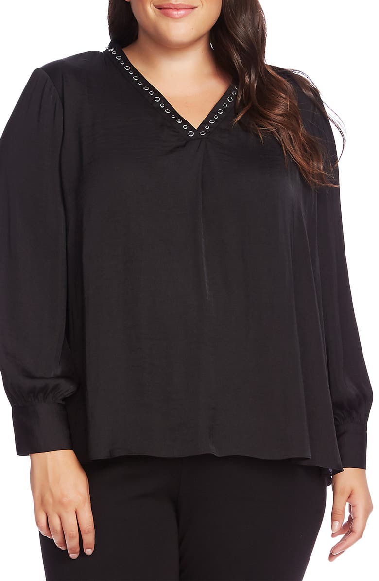 Vince Camuto Studded Satin Top, Main, color, 