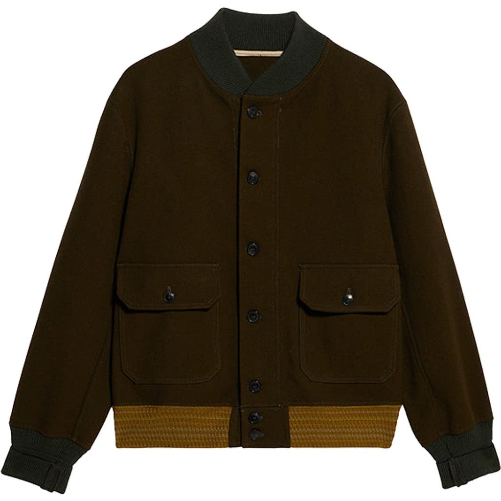 Fortela Cruiser Wool Twill Bomber Jacket In Green