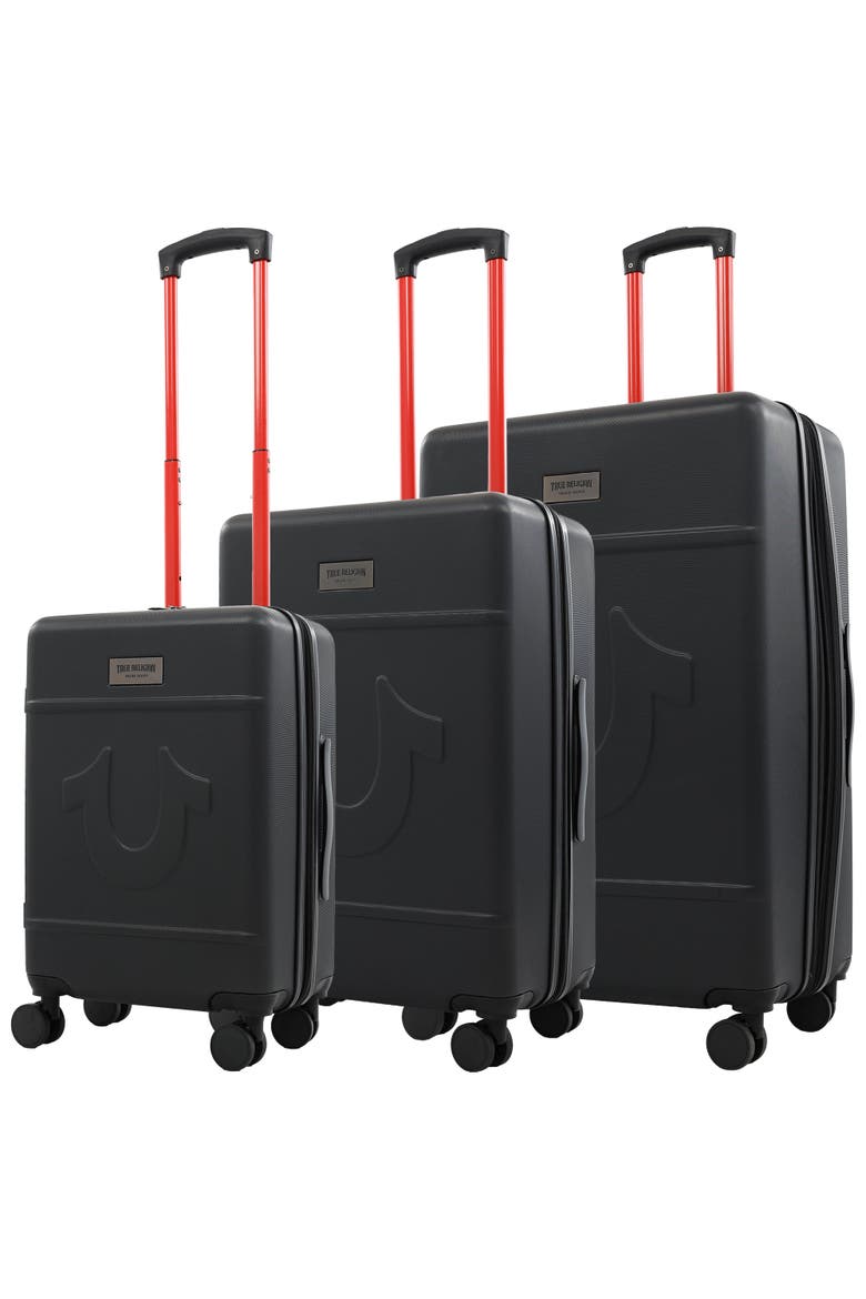 Molded U 3-Piece Hardside Spinner Luggage Set 22", 26.5" & 30.5" Expandable Suitcases, Main, color, BLACK