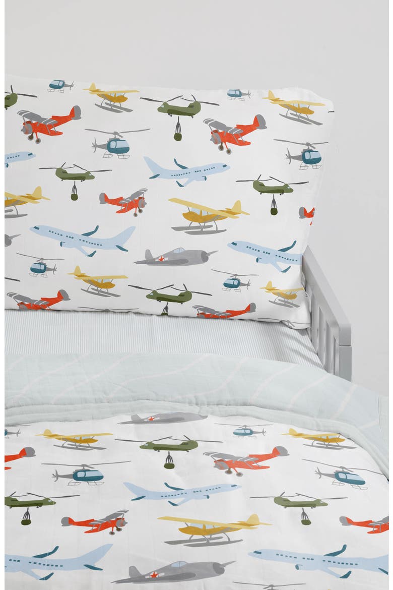 Toddler Cotton Muslin Bedding Set, Alternate, color, AIR SHOW