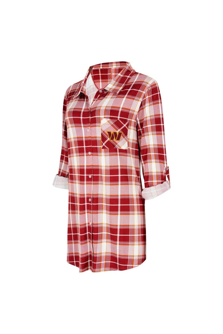 Women's Concepts Sport Burgundy Washington Commanders Ashford Plaid Knit Nightshirt, Alternate, color, Burgundy