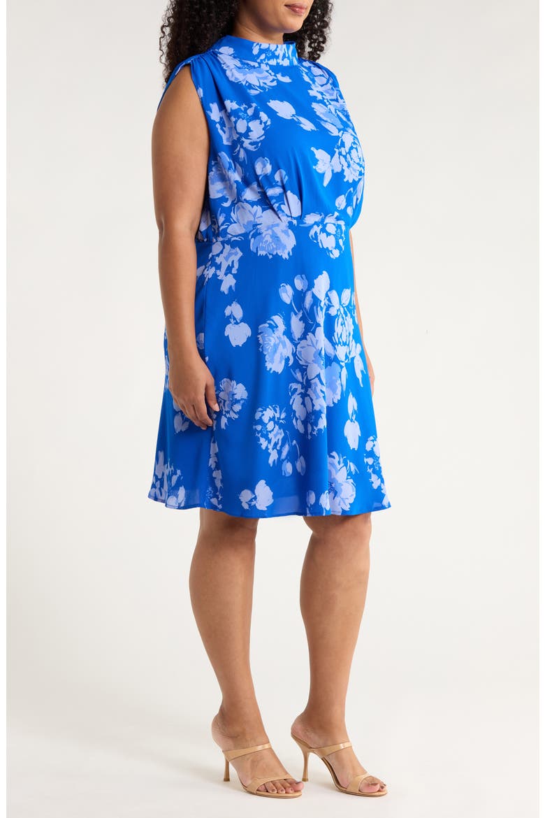 Lilith Floral Mock Neck Dress, Alternate, color, BLUES