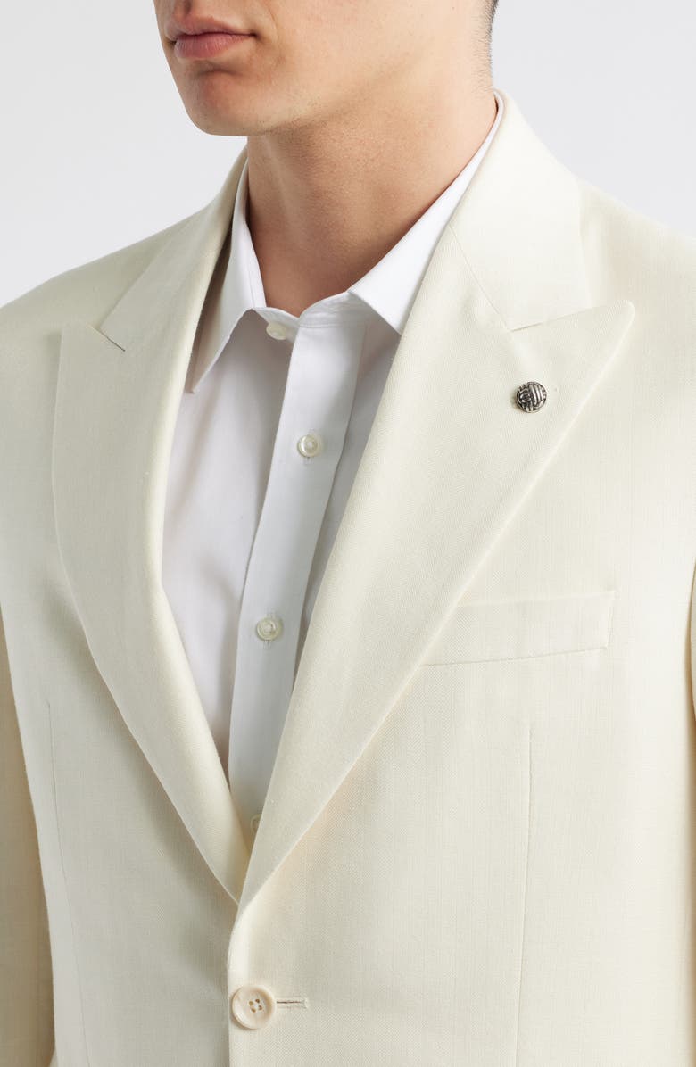 Jack Victor Marco Peak Lapel Wool & Silk Blend Herringbone Sport Coat, Alternate, color, Ecru