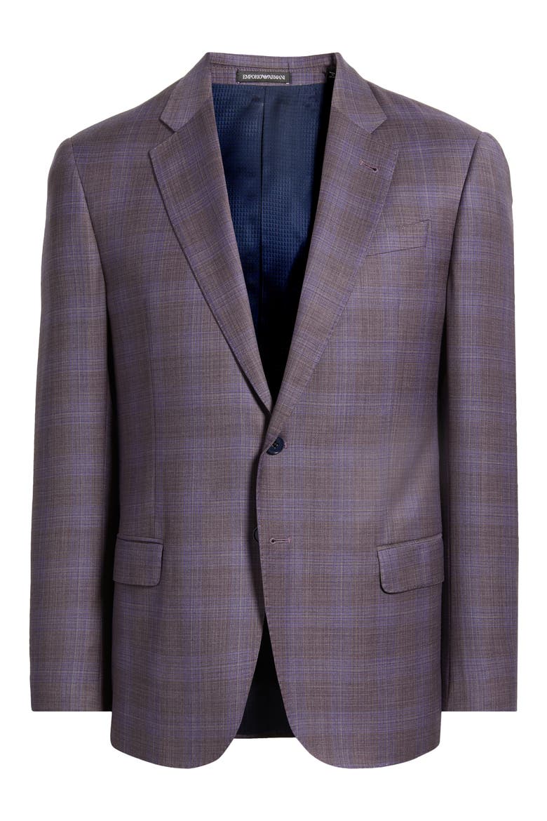 Purple Check Virgin Wool Sport Coat, Main, color, PURPLE PLAID