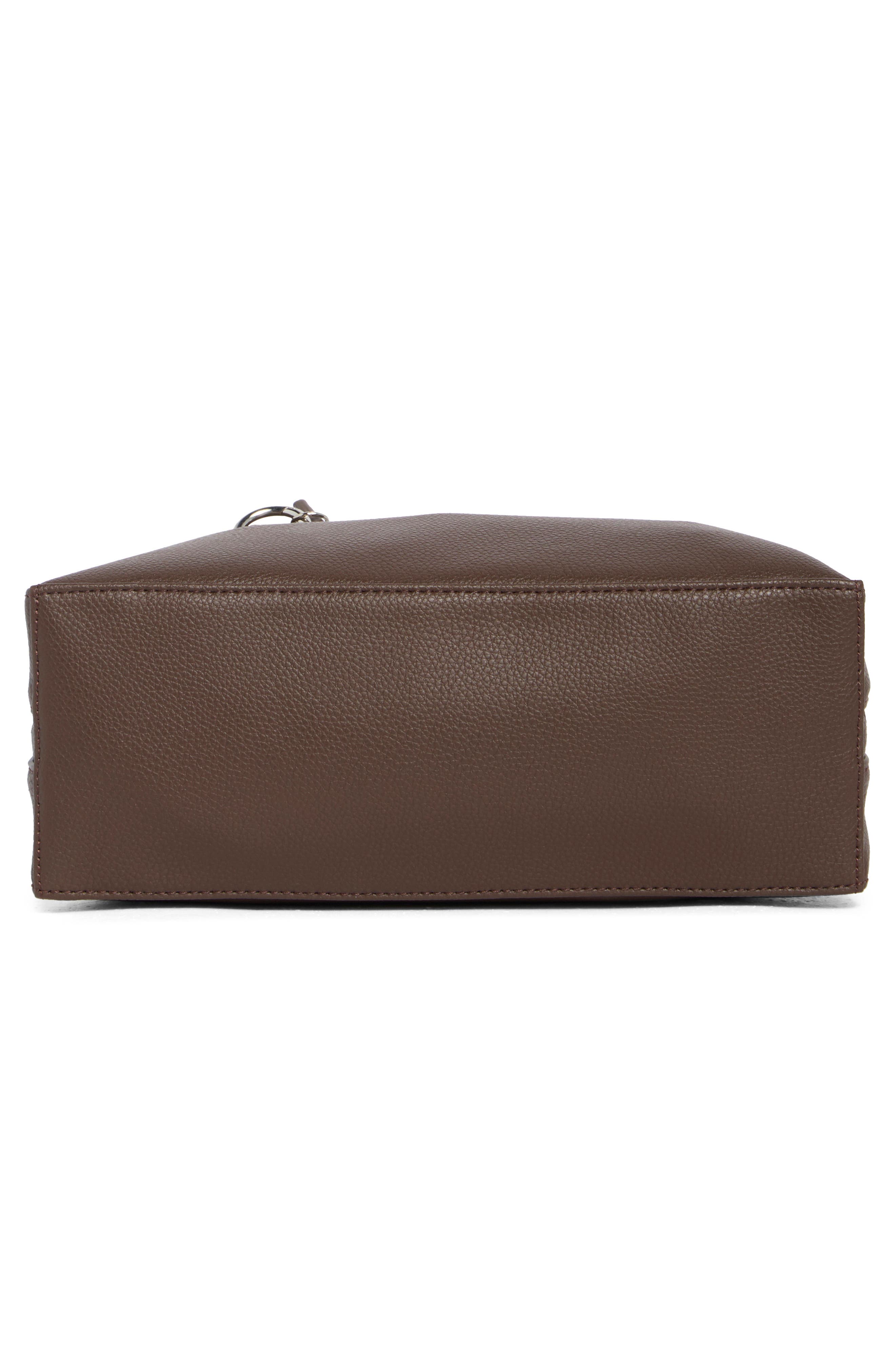 Small Recycled Leather Bowler Shoulder Bag, Alternate, color, BROWN