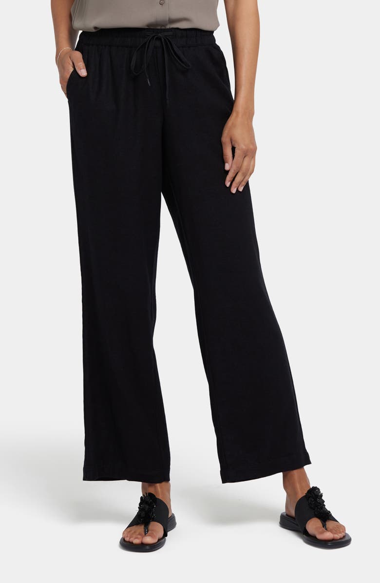 NYDJ Relaxed Drawstring Linen Blend Pants, Main, color, Black