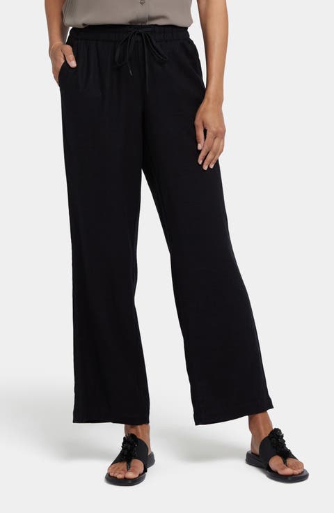 Relaxed Drawstring Linen Blend Pants