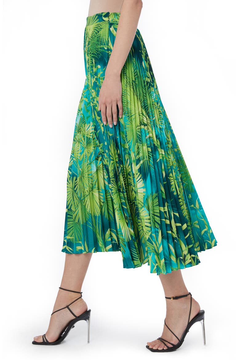 Jungle Print Pleated Midi Skirt, Alternate, color, GREEN AND PRINT
