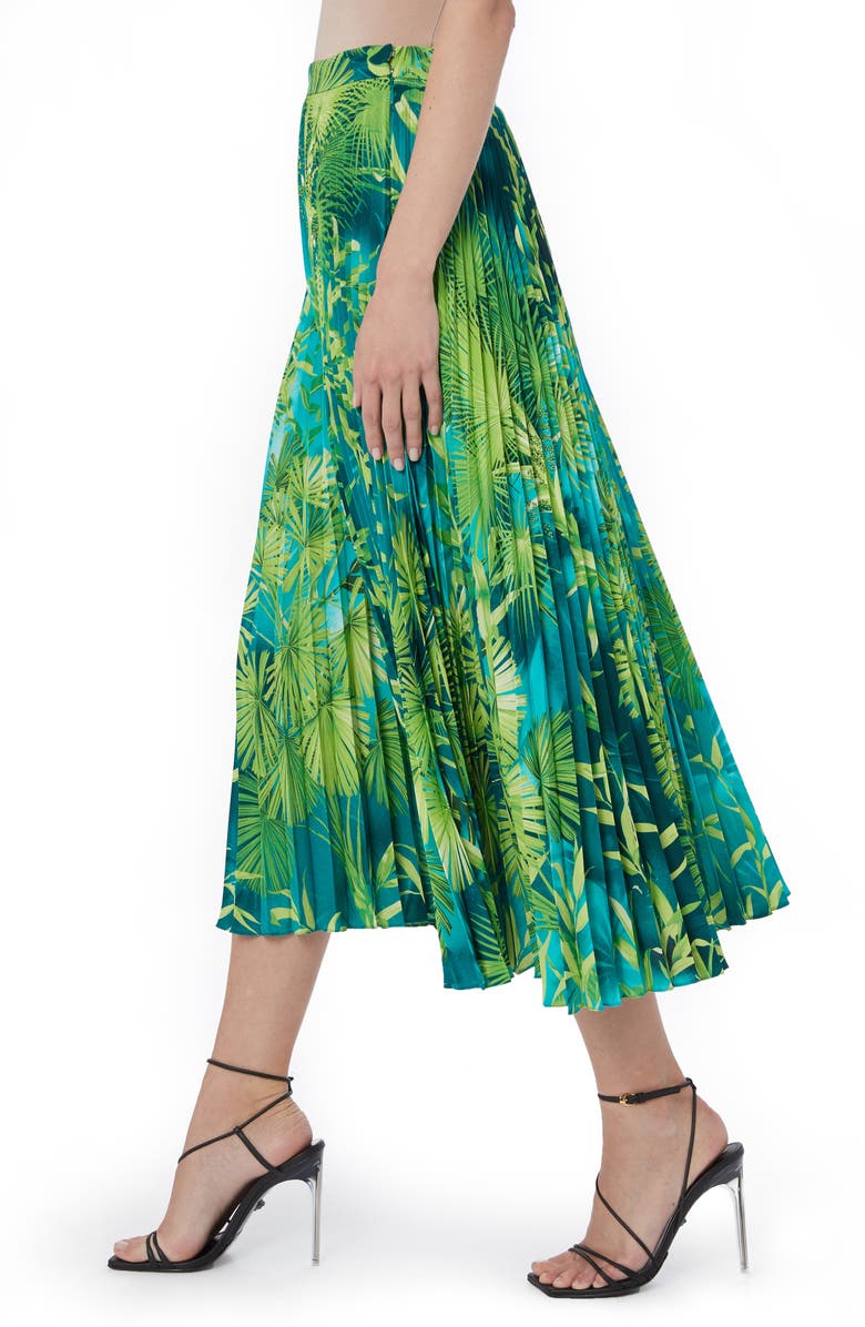 Versace Jungle Print Pleated Midi Skirt, Alternate, color, 