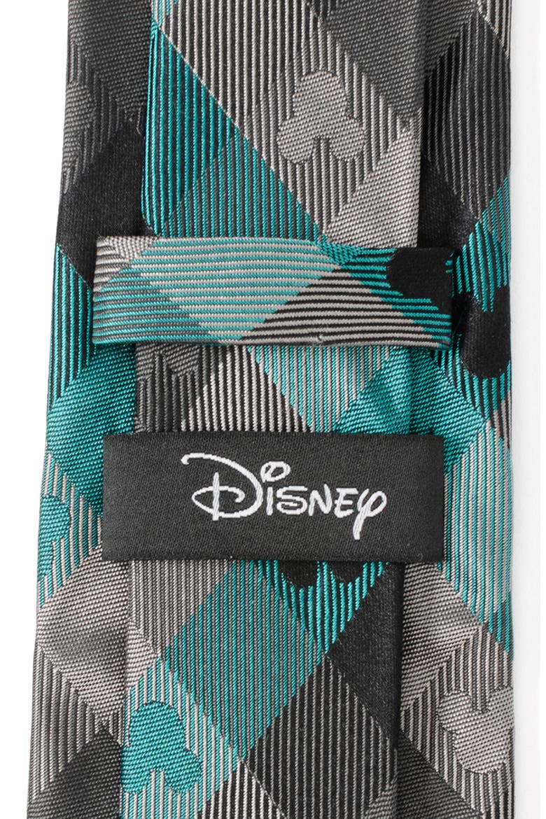 x Disney Mickey Silhouette Plaid Silk Tie, Alternate, color, TEAL