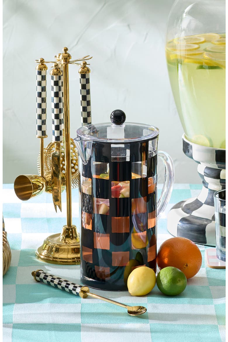Black Check Acrylic Pitcher, Alternate, color, BLACK