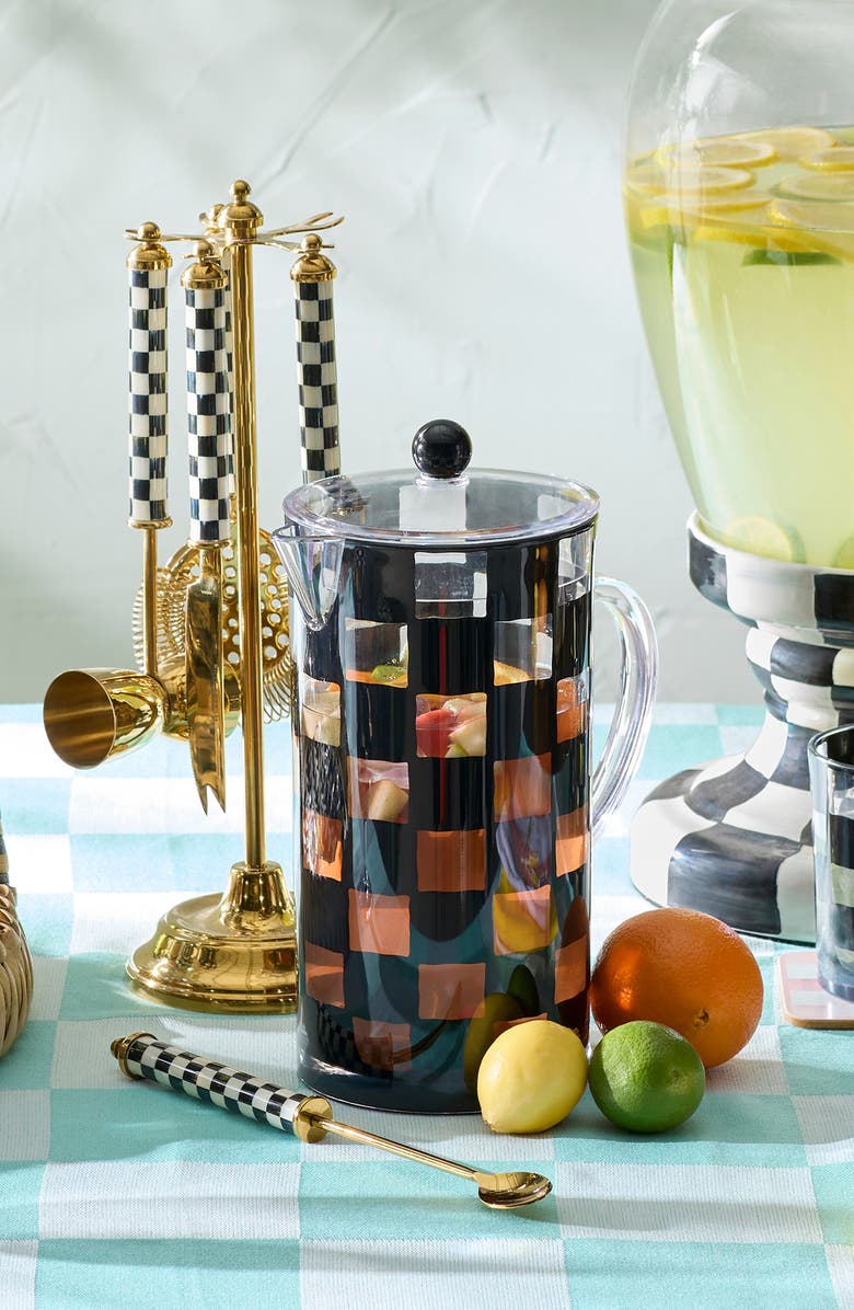 MACKENZIE CHILDS Black Check Acrylic Pitcher, Alternate, color, Black