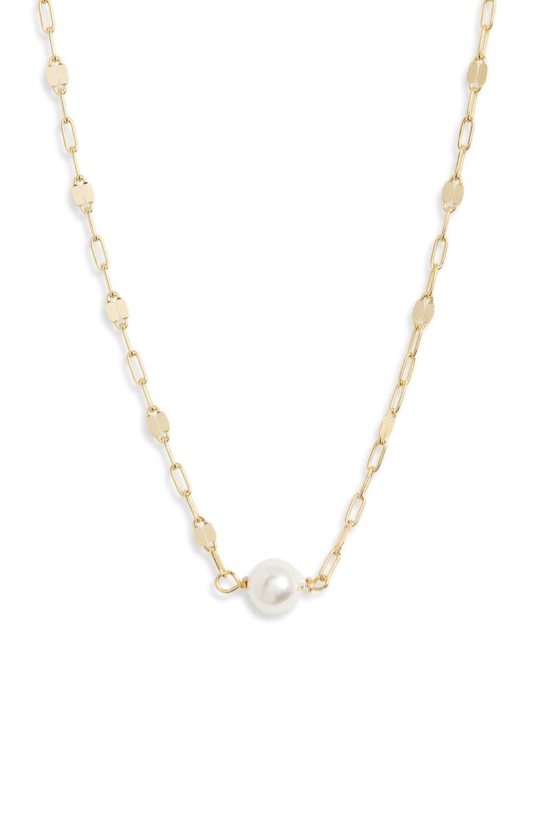 ARGENTO VIVO Faux Pearl Oval Link Chain Necklace, Alternate, color, Gold