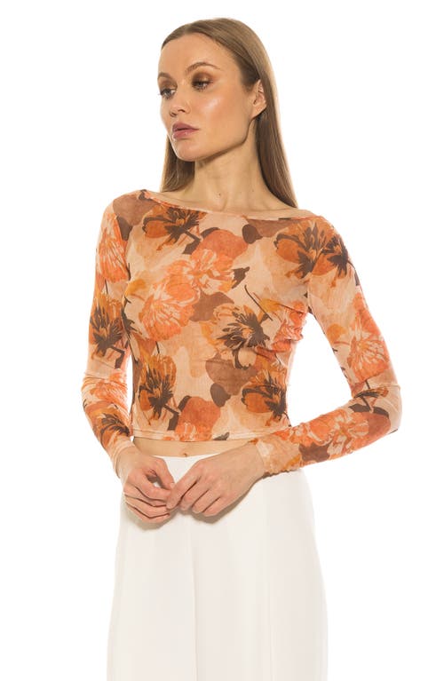 Alexia Admor Opal Sheer Mesh Top In Beige Floral