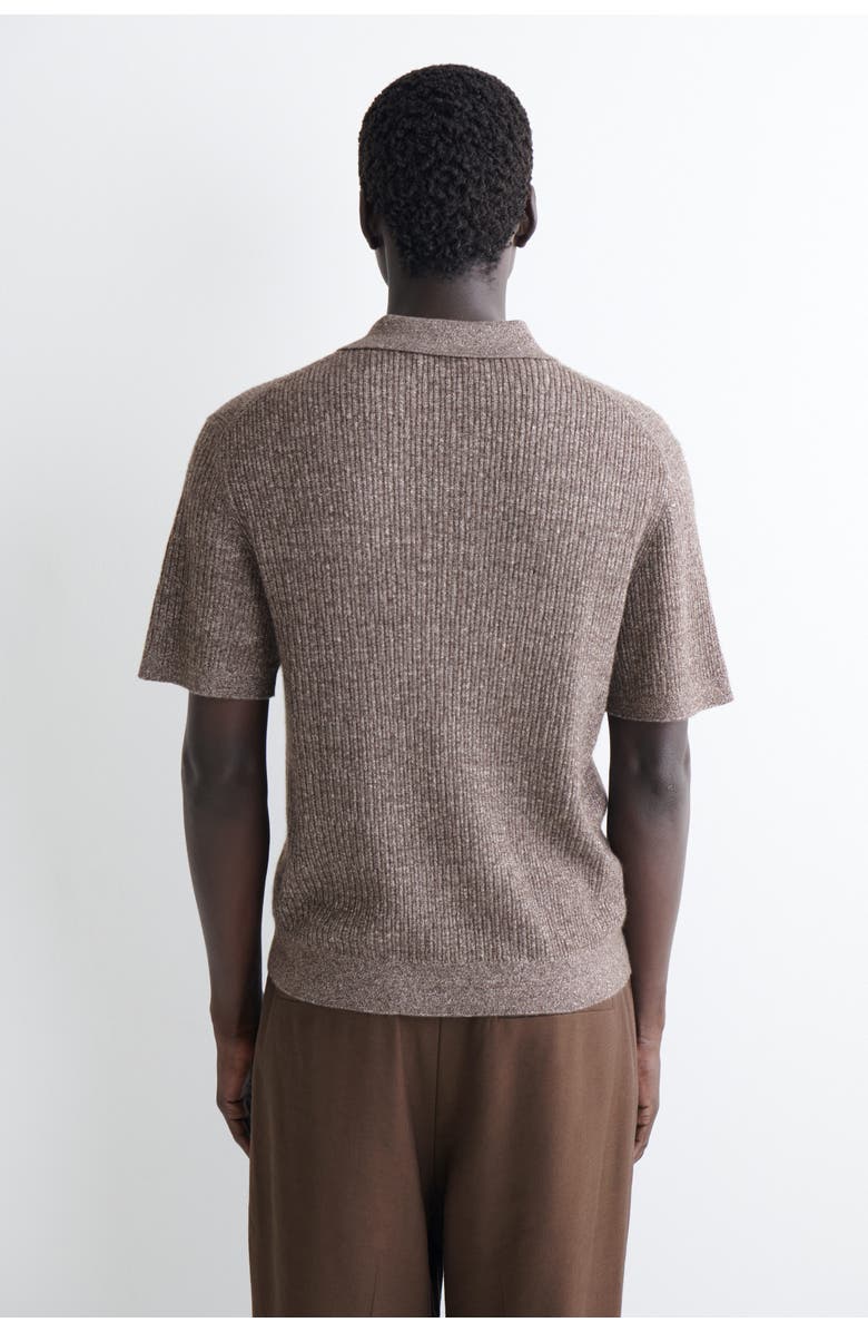 COS Cashmere-Linen Polo Shirt, Alternate, color, Brown Mélange