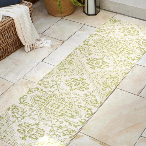 Jonathan Y Estrella Bohemian Medallion Textured Weave Indoor/outdoor Area Rug In Cream/green