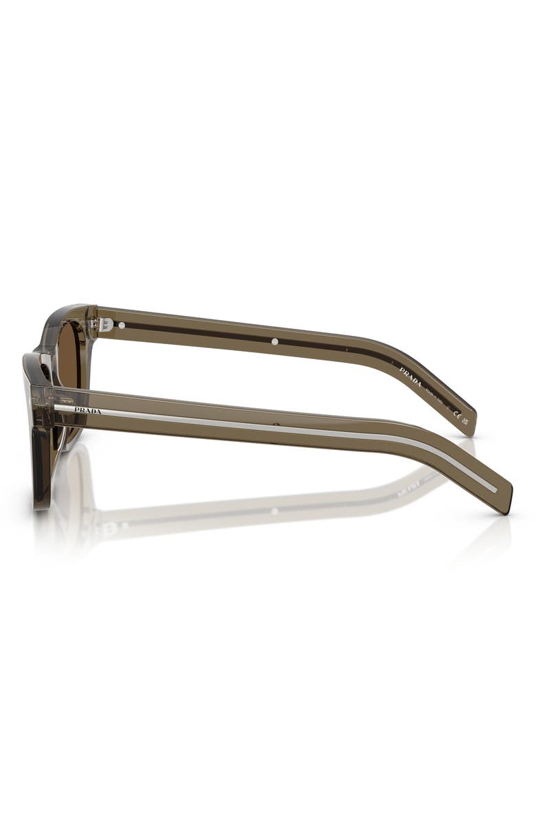 Prada 55mm Rectangular Sunglasses, Alternate, color, Transparent Terra / Dark Brown