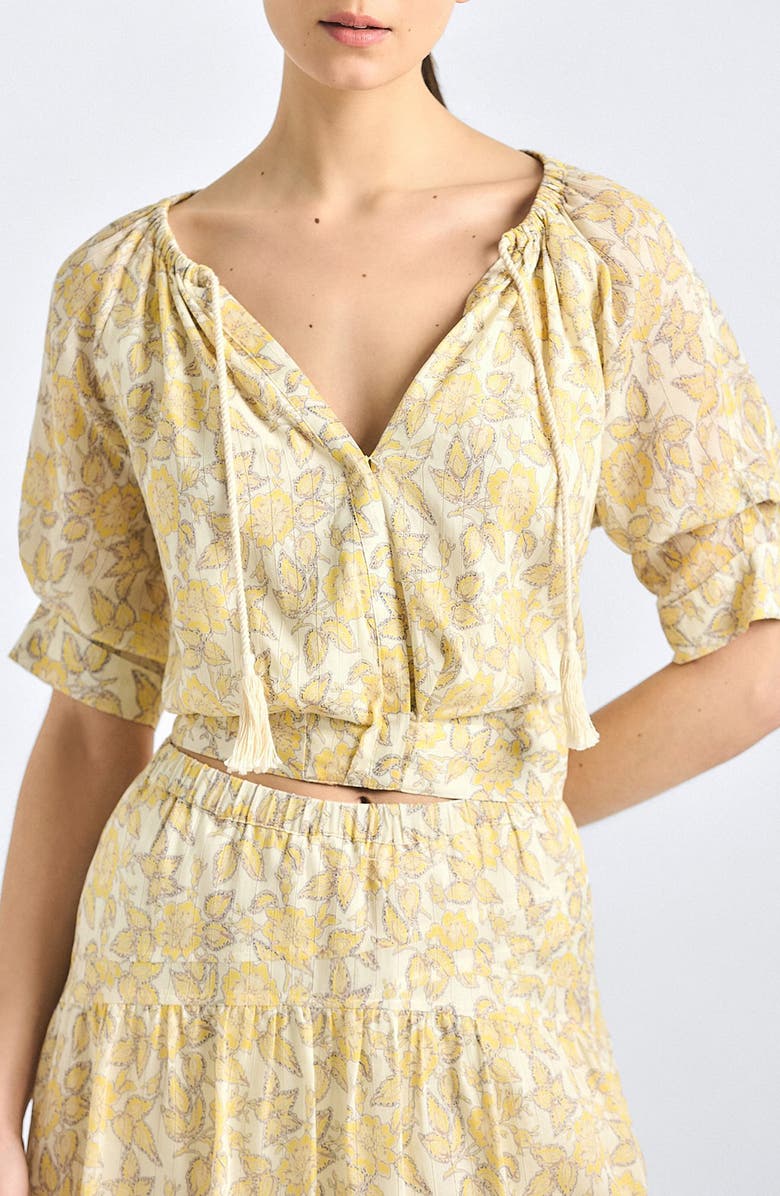 Derek Lam 10 Crosby Suri Voile Top, Main, color, Valiase Yellow Floral