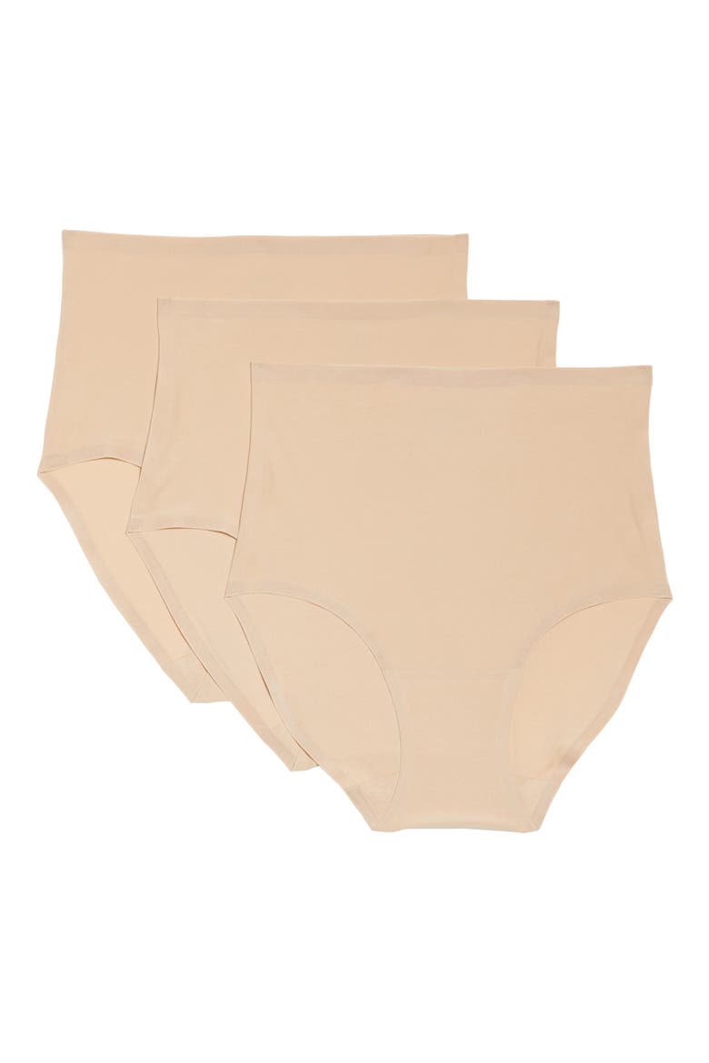 Soft Stretch 3-Pack High Waist Briefs, Main, color, NUDE