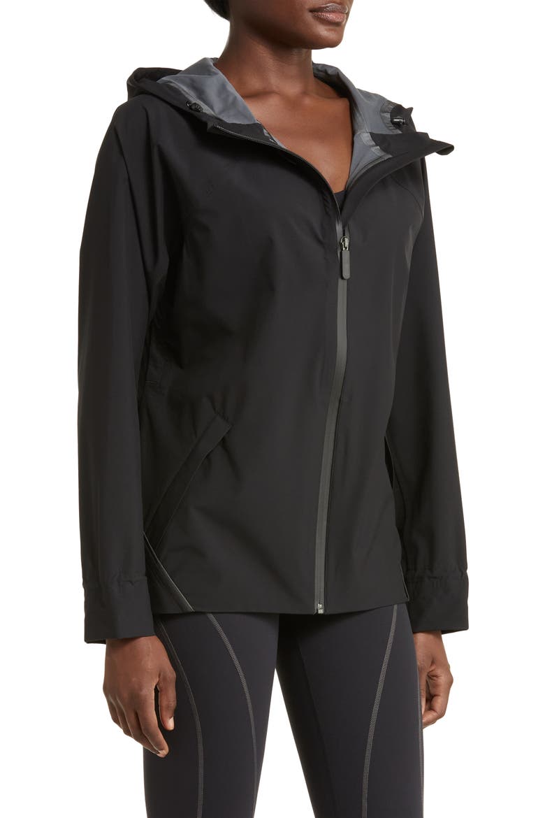 Commute Hooded Water Resistant Rain Jacket, Alternate, color, BLACK
