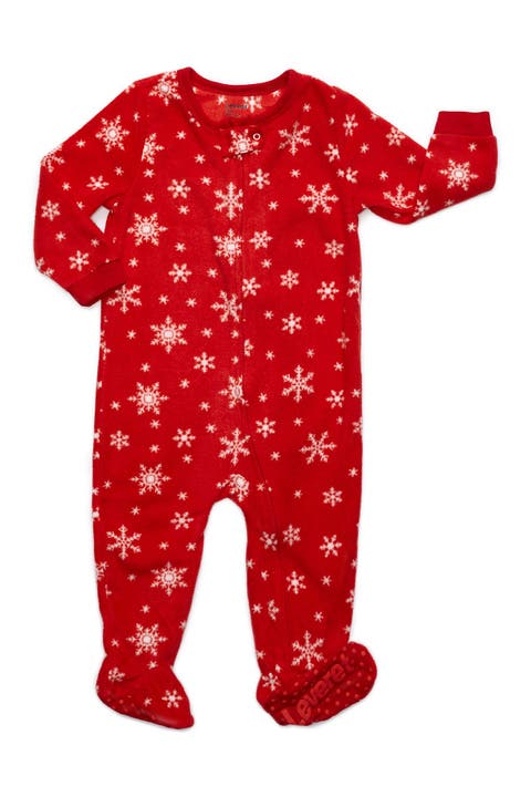 Red Snowflake Footed Fleece Sleeper