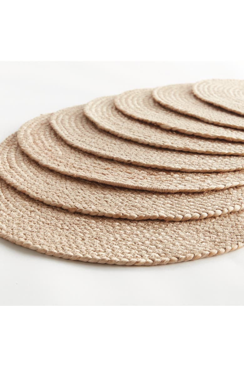 Jute Coil Round Placemats, Set of 8 - Natural, Alternate, color, Brown