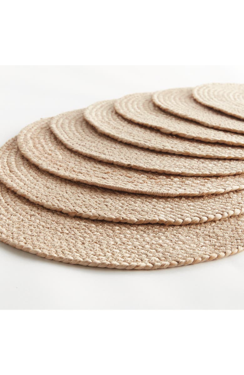 Napa Home & Garden Jute Coil Round Placemats, Set of 8 - Natural, Alternate, color, Brown