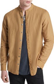 John Varvatos Slim Fit Band Collar Stretch Button-Up Shirt