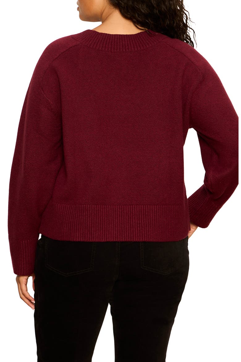 Vanna V-Neck Sweater, Alternate, color, BORDEAUX