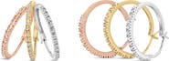 Haus of Brilliance 14K Tri-Toned Gold 1/3 Cttw Diamond Triple Hoop Earrings (I-J Color, I2-I3 Clarity) - 22 MM