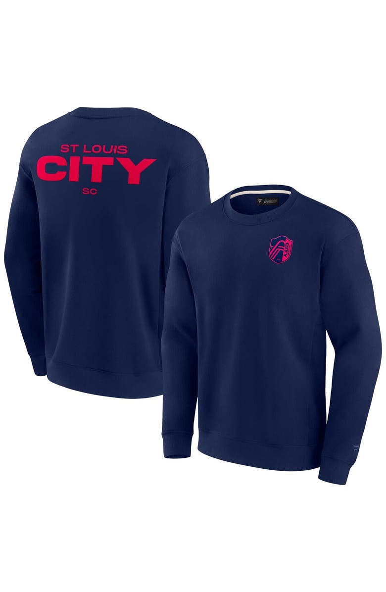 Fanatics Signature Unisex Fanatics Signature Navy St. Louis City SC Super Soft Pullover Crew Sweatshirt, Main, color,